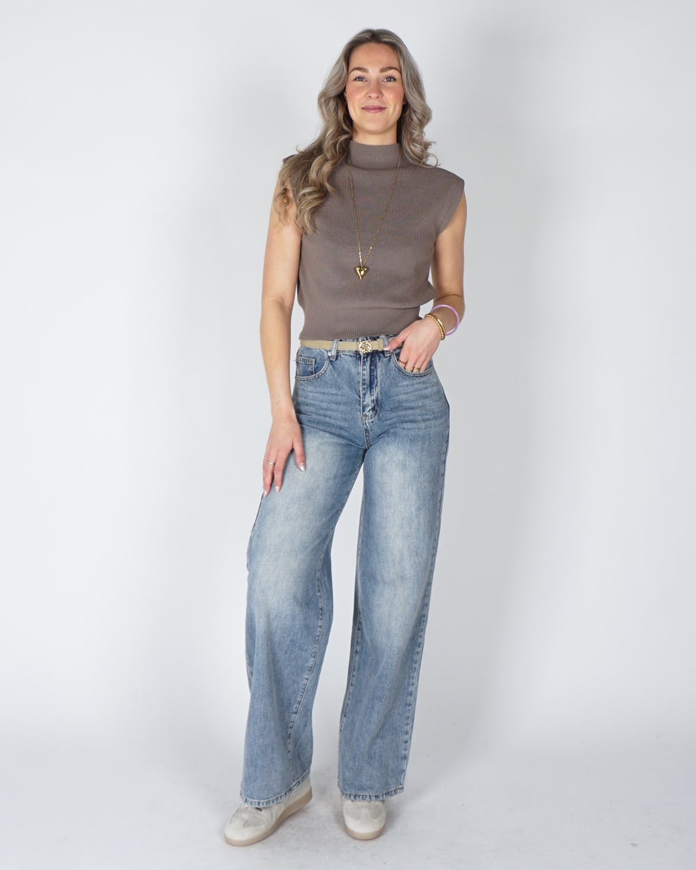 SPENCER TOP DONKER TAUPE