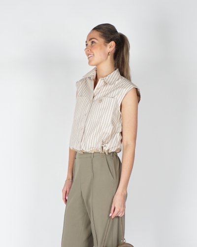 Nukus GESTREEPTE BLOUSE TOP ABBY BEIGE