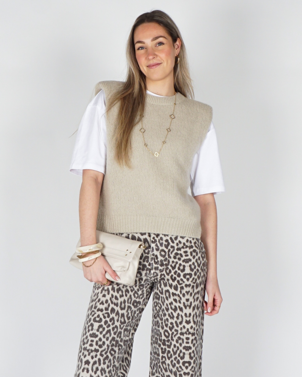 GEBREIDE SPENCER TOP BEIGE