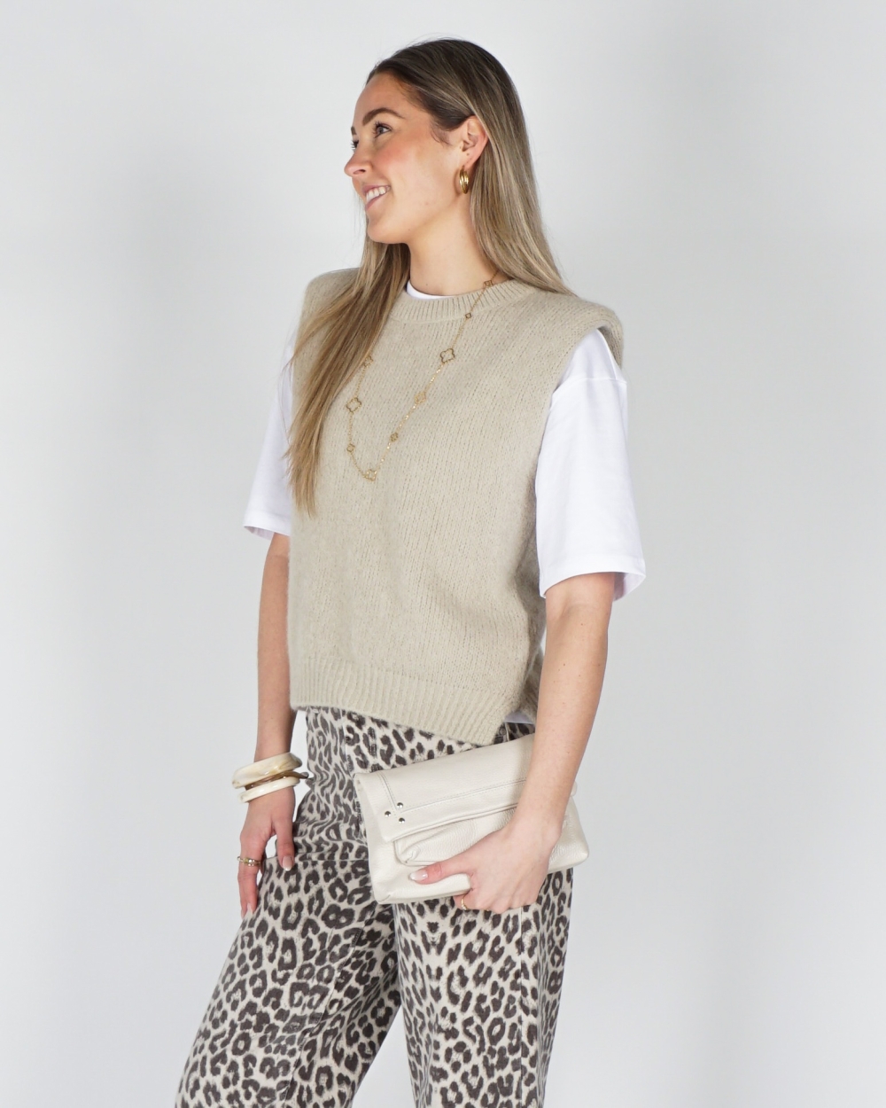 GEBREIDE SPENCER TOP BEIGE