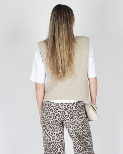 GEBREIDE SPENCER TOP BEIGE