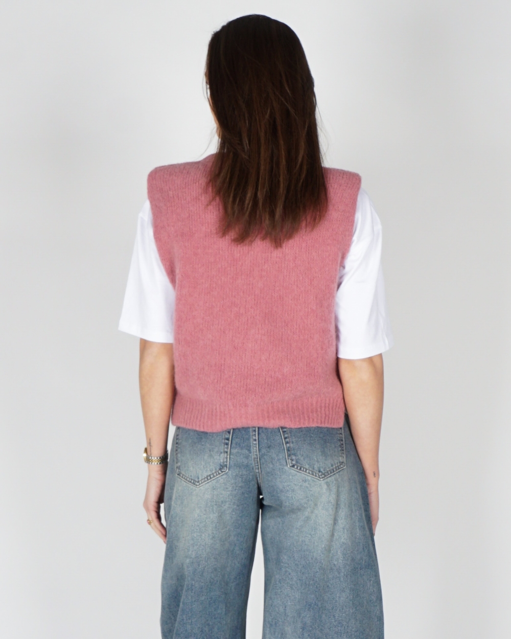 GEBREIDE SPENCER TOP ROZE