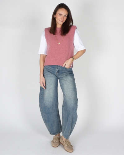 GEBREIDE SPENCER TOP ROZE