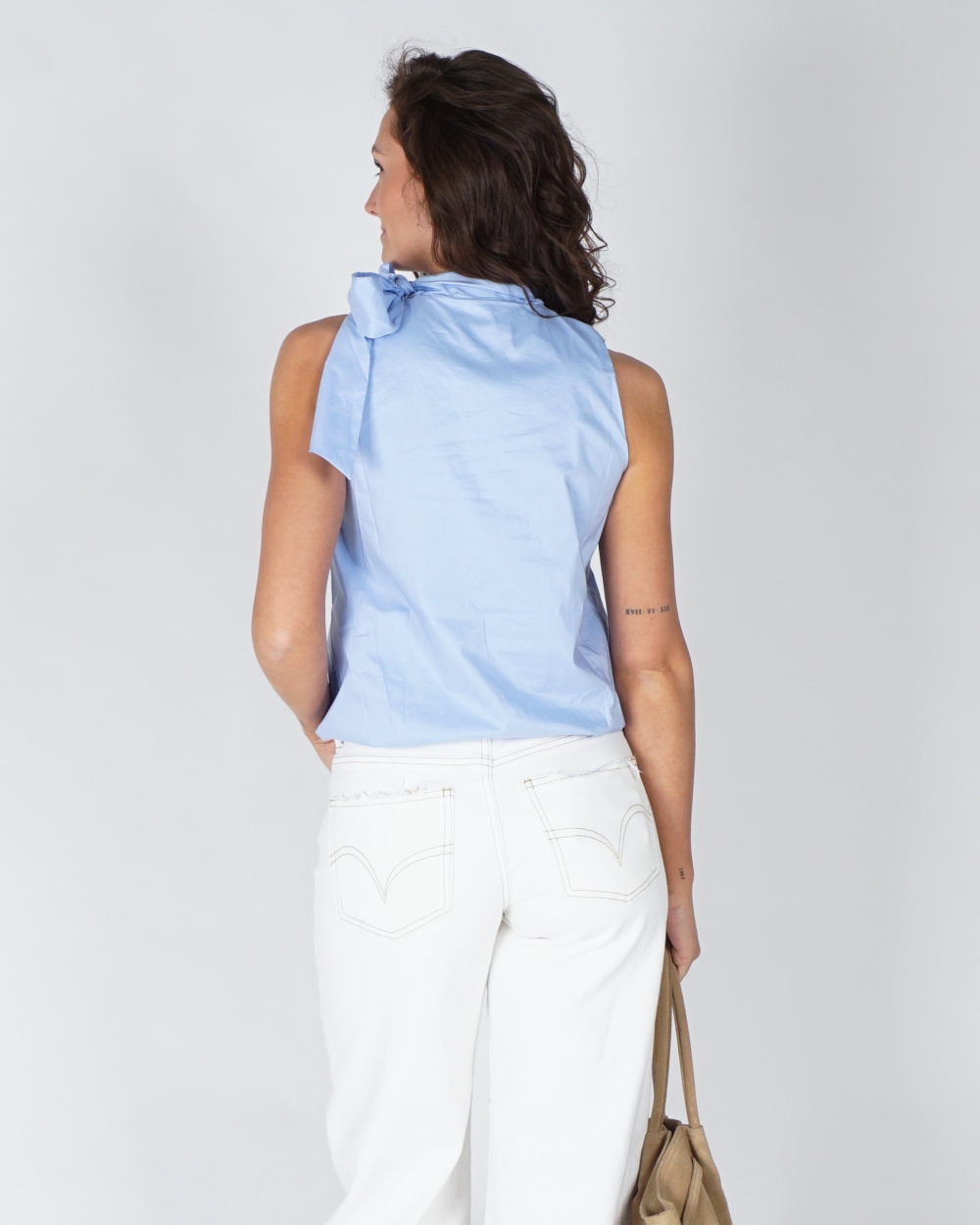 TOP VEDA POPLIN LICHT BLAUW