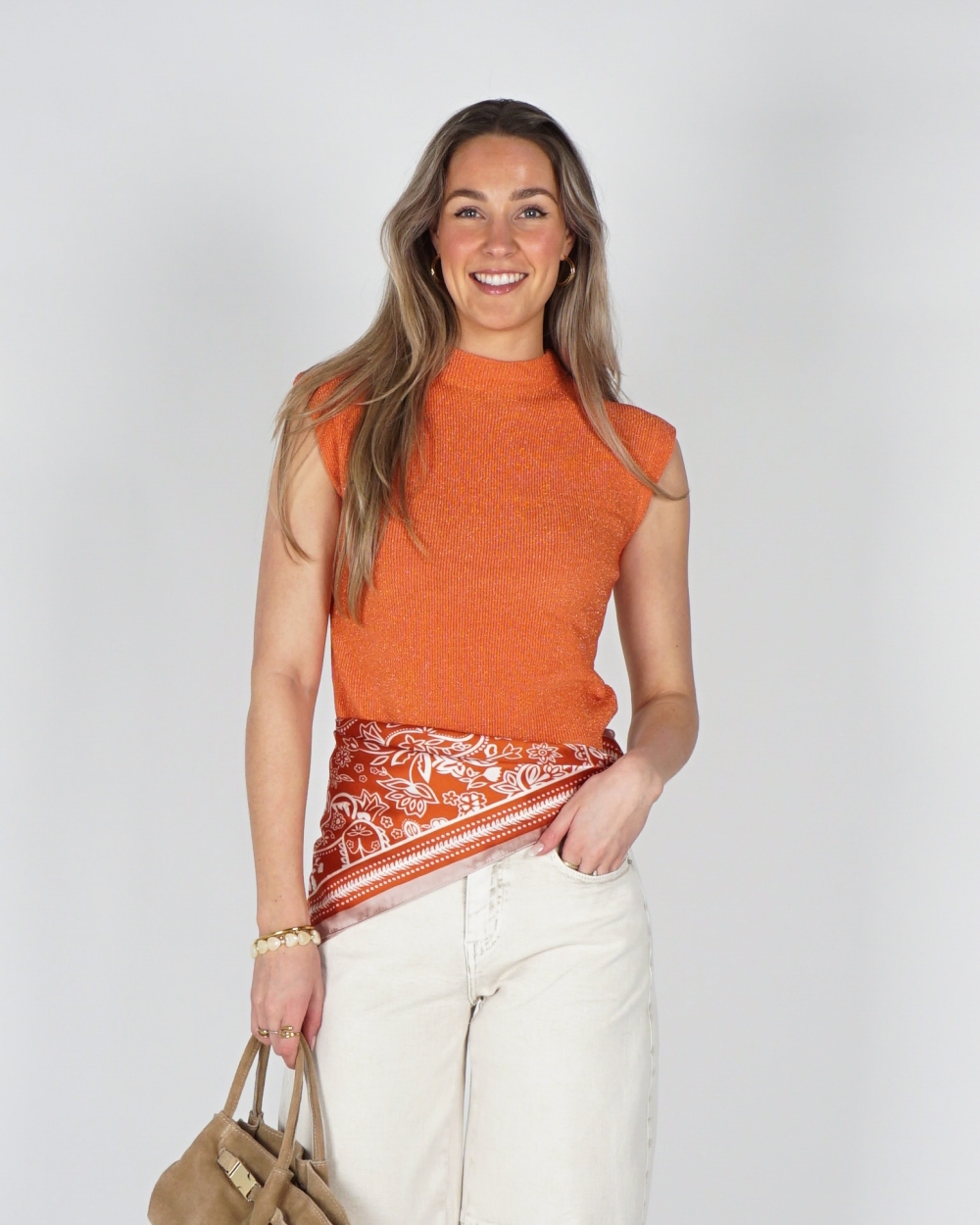 SPENCER TOP LUREX ORANJE