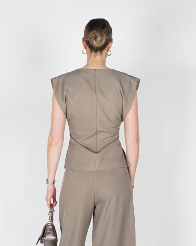 TOP MET KNOOP BRITT TAUPE