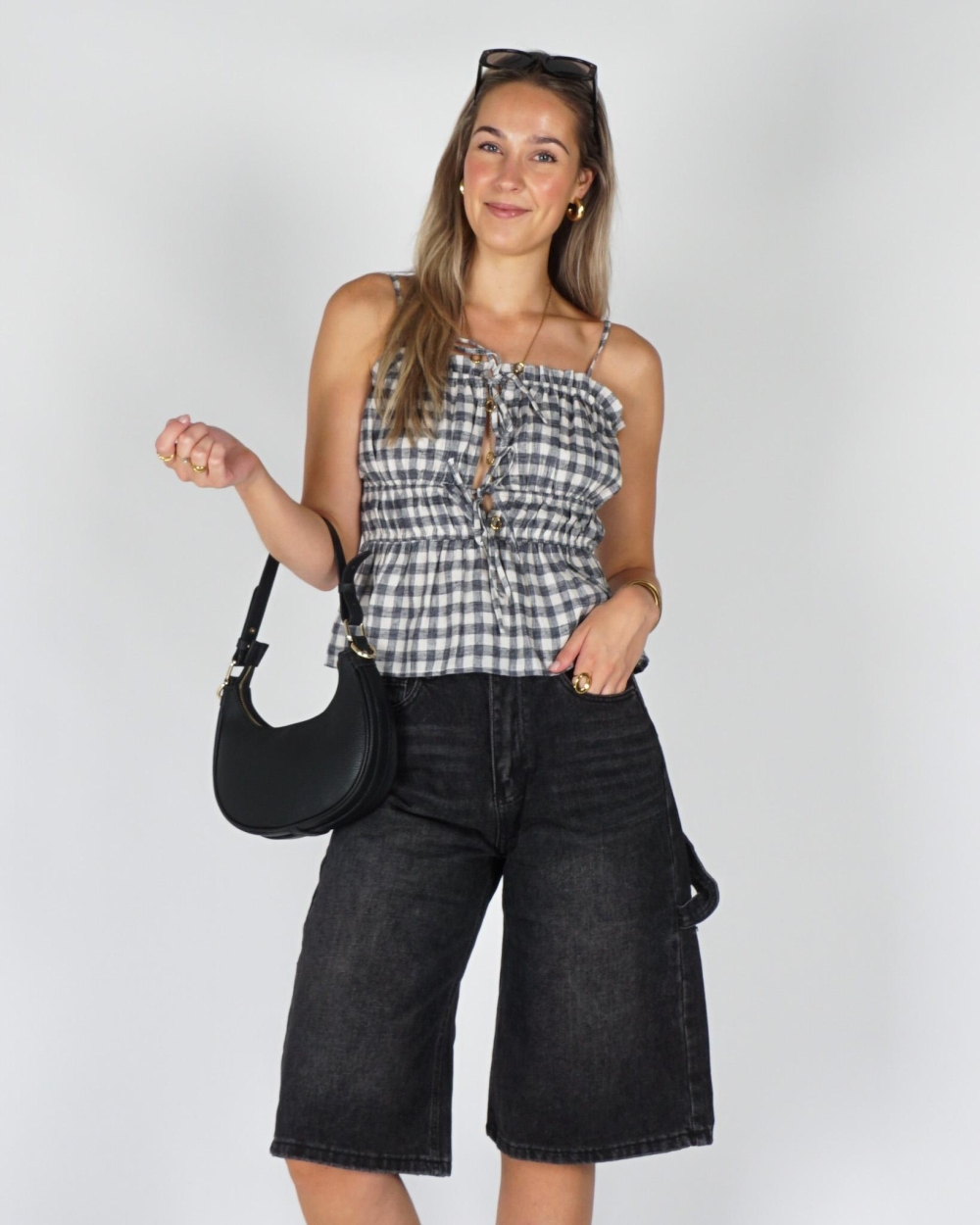 Neo Noir TOP SEYLOR CHECK Zwart
