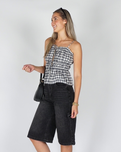 Neo Noir TOP SEYLOR CHECK Zwart