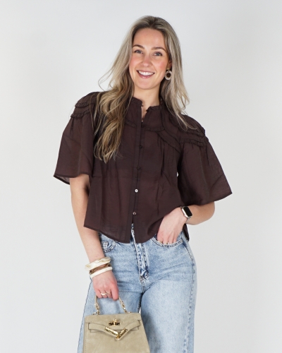 My Jewellery BLOUSE MET RUFFELS BRUIN