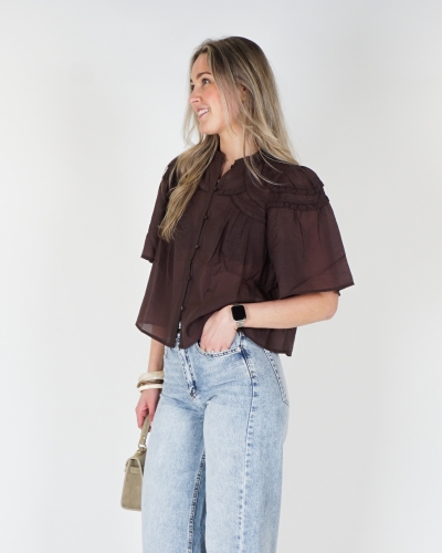 My Jewellery BLOUSE MET RUFFELS BRUIN