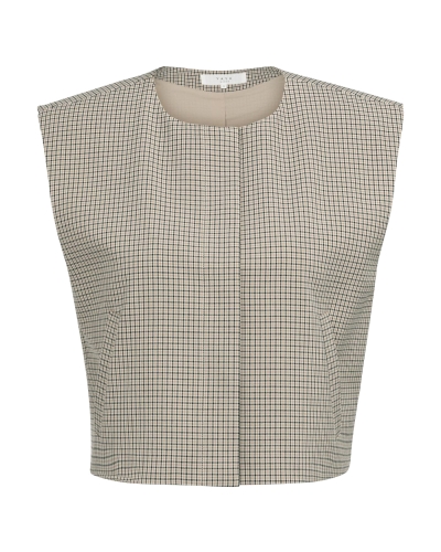 GERUIT GILET MET SCHOUDERVULLINGEN BEIGE