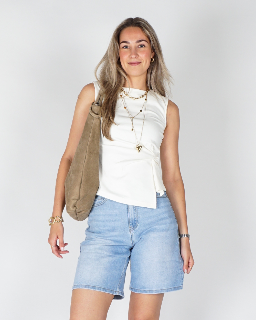 TOP MET KNOOP ECRU 