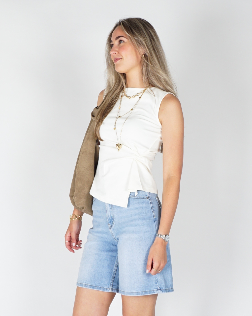 TOP MET KNOOP ECRU 