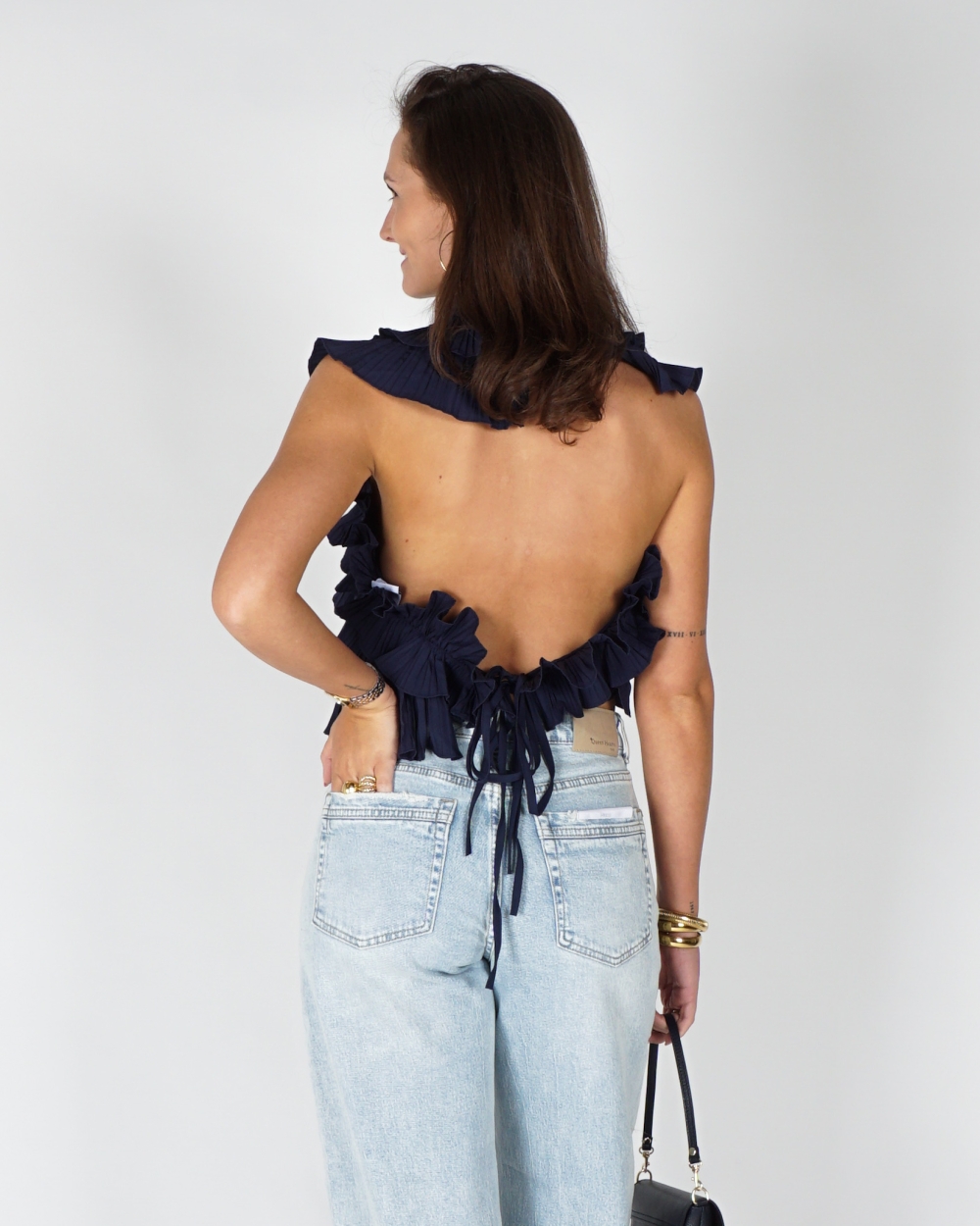 RUFFLE TOP LISA DONKERBLAUW