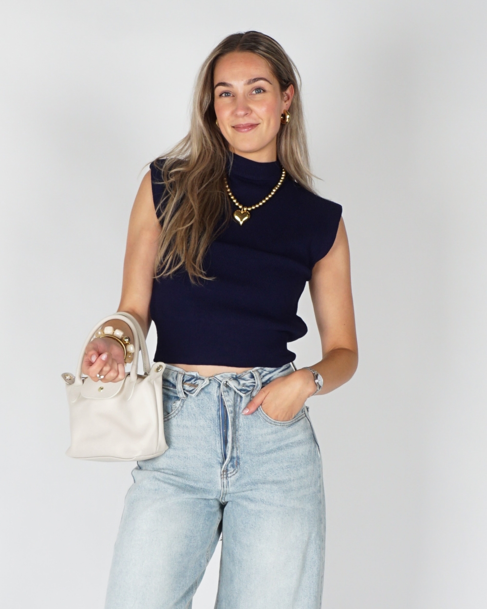 SPENCER TOP DONKERBLAUW