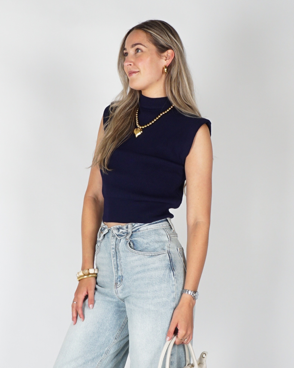 SPENCER TOP DONKERBLAUW