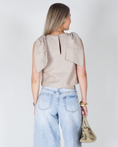TOP MET STRIK DETAILS BEIGE