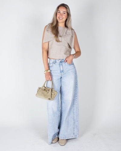 TOP MET STRIK DETAILS BEIGE