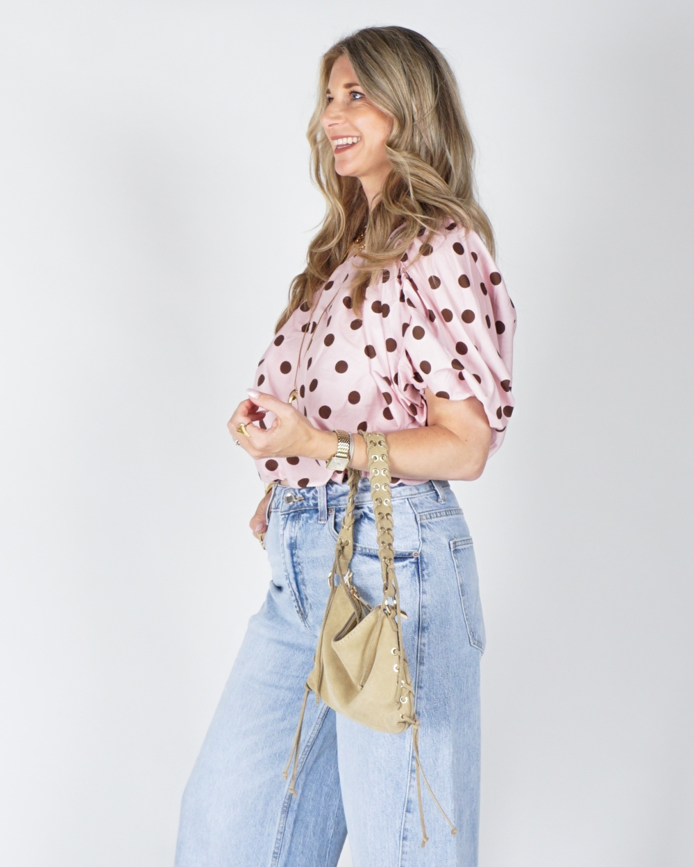 ONE SHOULDER POLKA DOT TOP LICHTROZE
