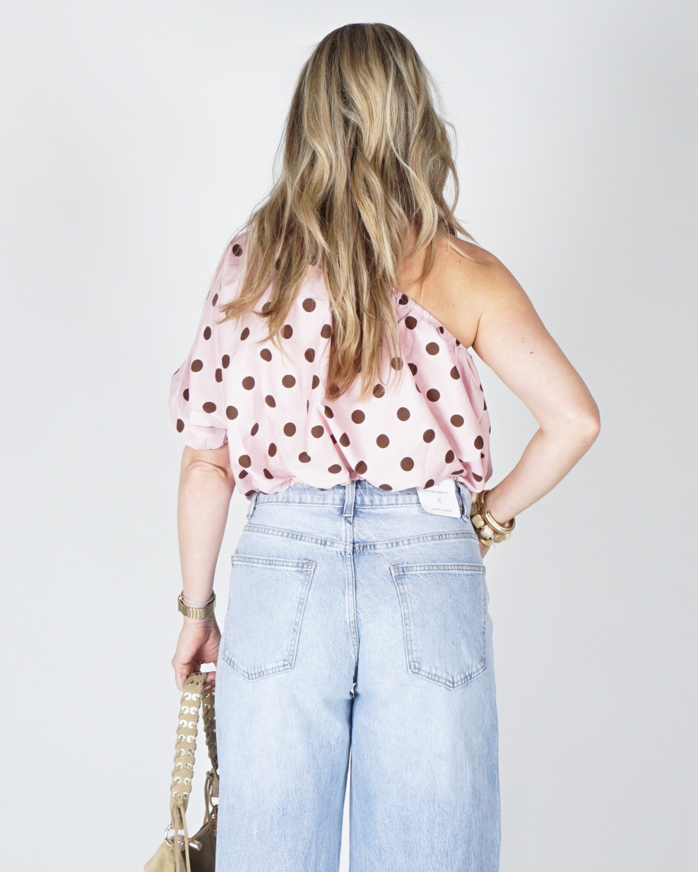 ONE SHOULDER POLKA DOT TOP LICHTROZE