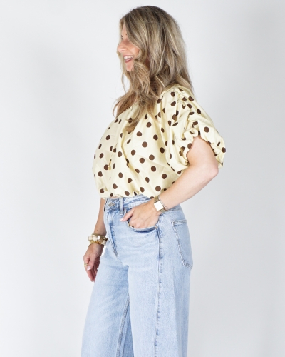 Gossip ONE SHOULDER POLKA DOT TOP LICHTGEEL
