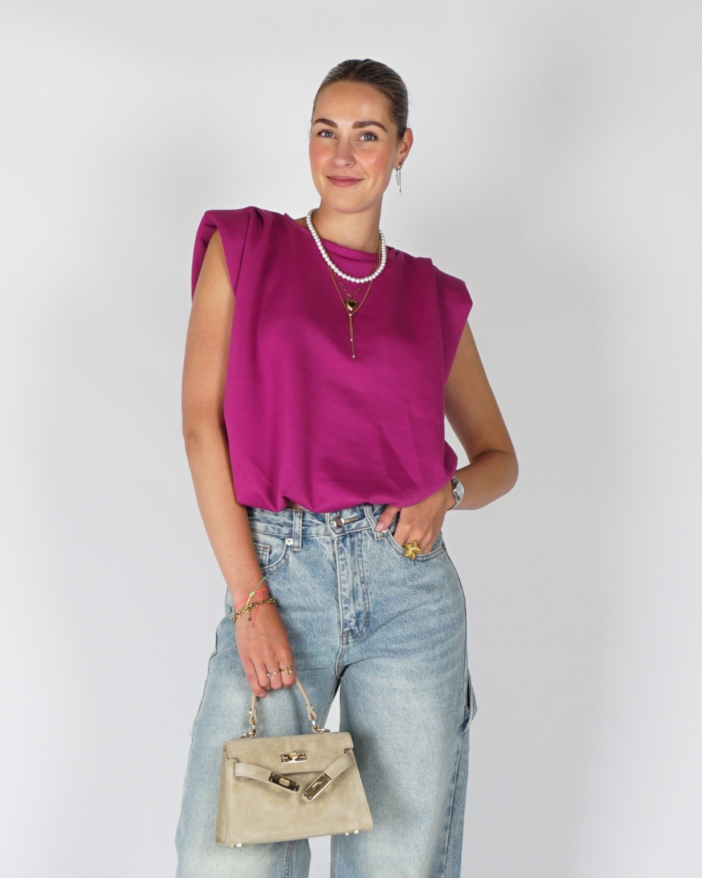 BALLON SWEAT MOUWLOZE TOP FUCHSIA