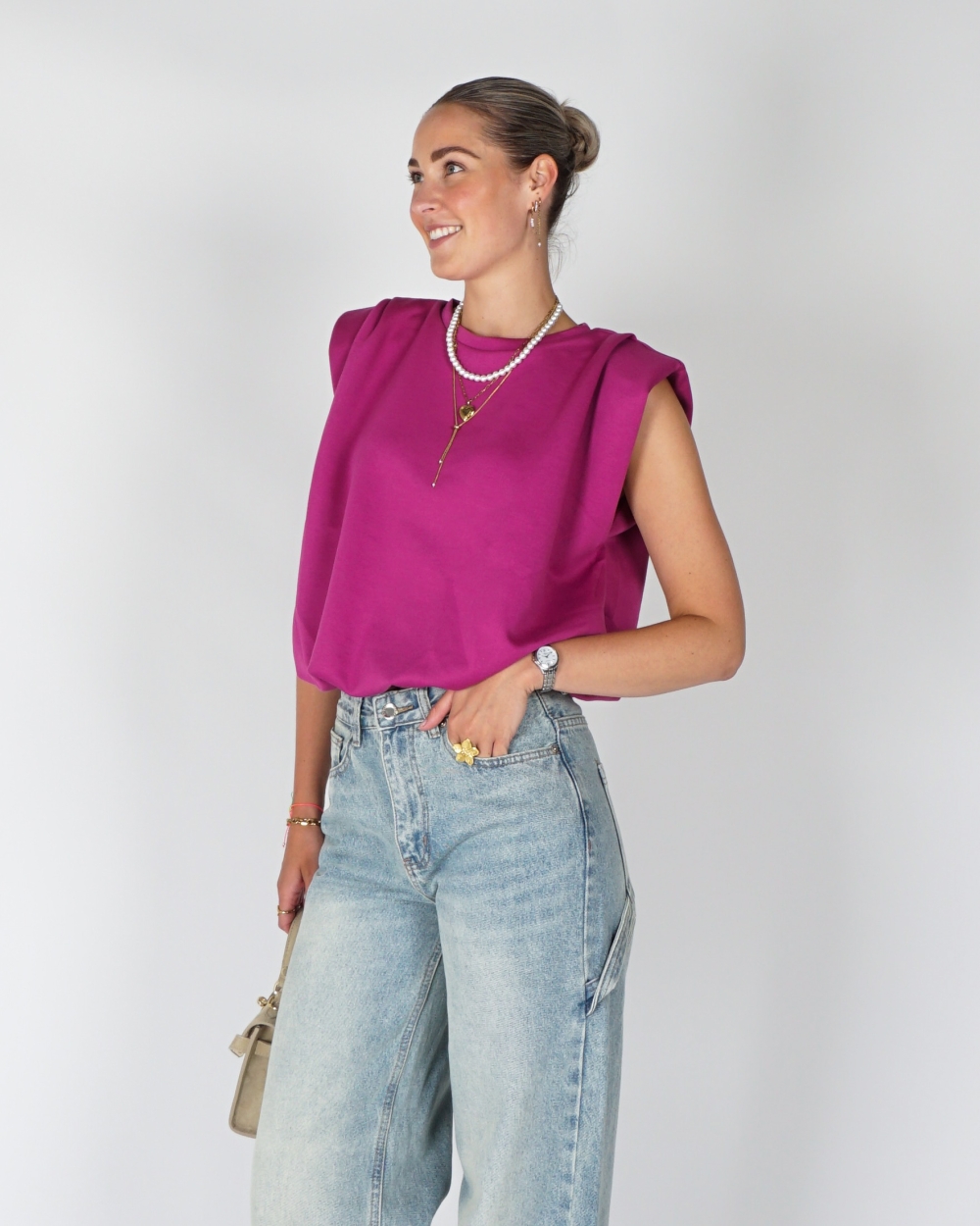BALLON SWEAT MOUWLOZE TOP FUCHSIA