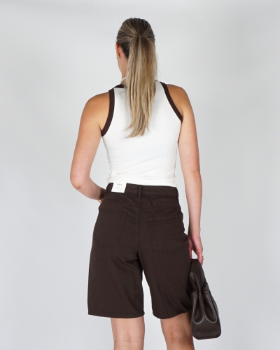 BASIC RIB TOP CONTRAST ECRU/BRUIN