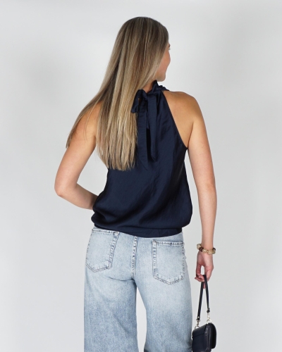 Gossip HOOGGESLOTEN TOP MET STRIK Donkerblauw
