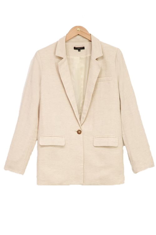 BEIGE BLAZER LINNEN LOOK