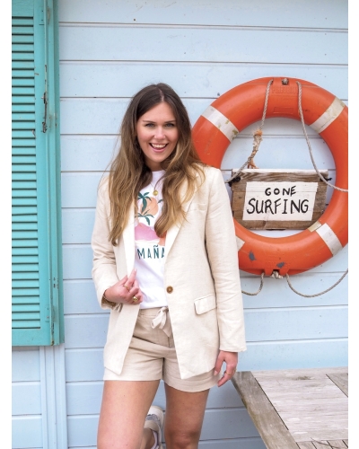 BEIGE BLAZER LINNEN LOOK