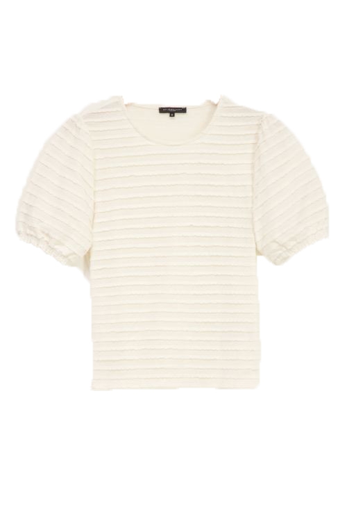 TOP MET GERAFELDE RANDEN BEIGE 