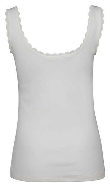RIBBED TANK TOP WITH LACE TRIM OFF WHITE