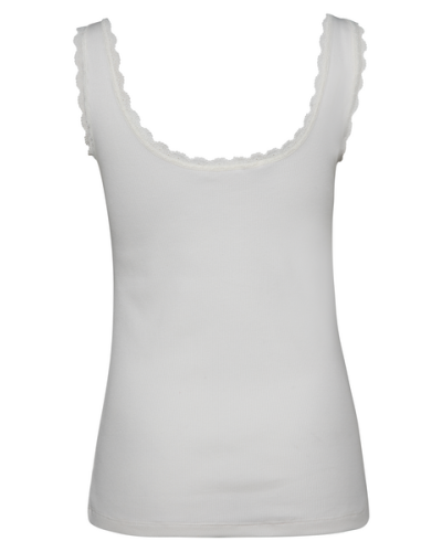 YAYA RIBBED TANK TOP WITH LACE TRIM OFF WHITE