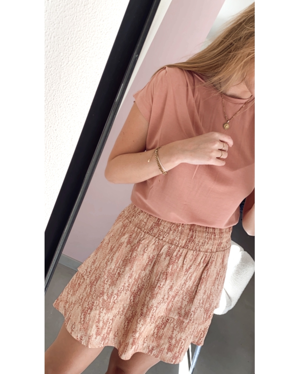SHIRT WITH CAP SLEEVES CAMEO PINK
