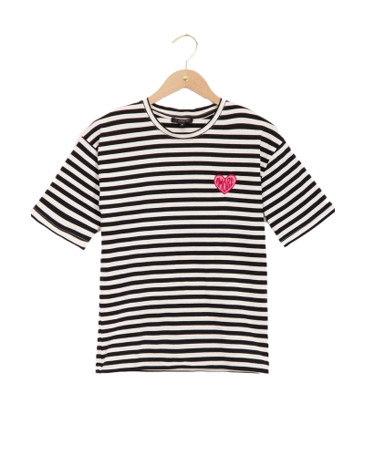 ZWART GESTREEPT T-SHIRT AMORE
