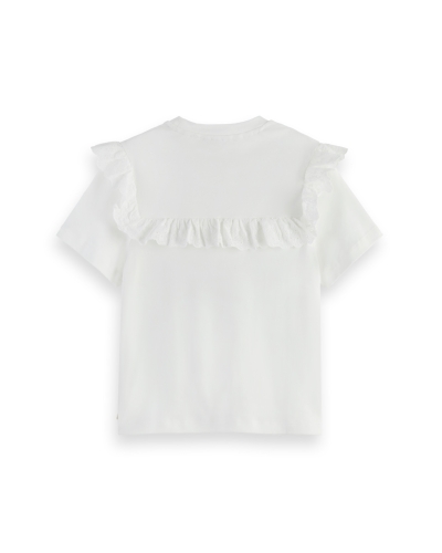 KATOENEN T-SHIRT MET RUFFLE DETAILS
