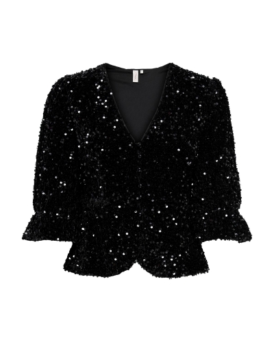 Only LANIKA SEQUIN TOP ZWART 