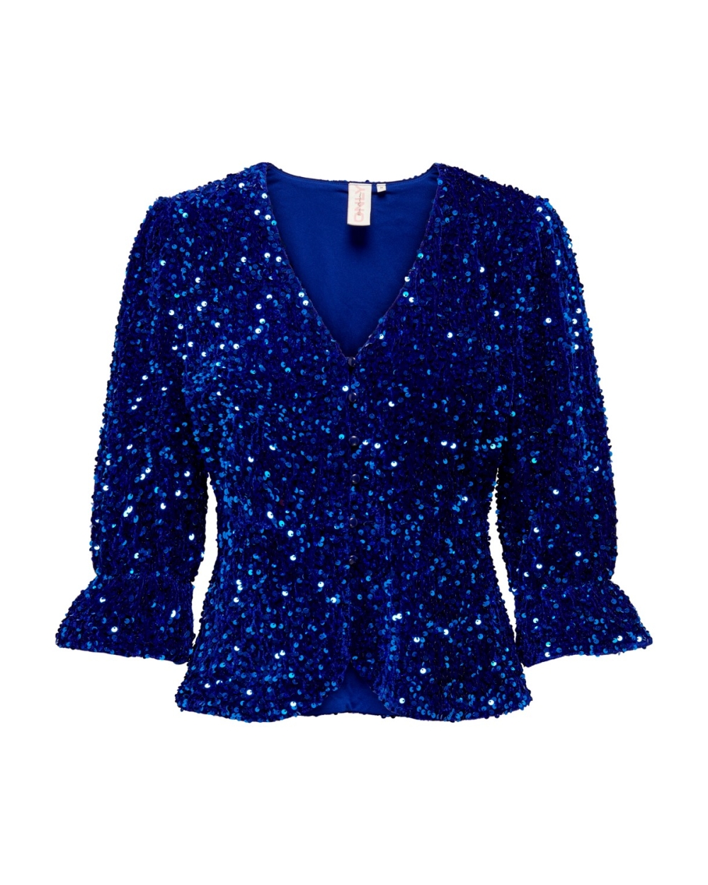 LANIKA SEQUIN TOP BLAUW