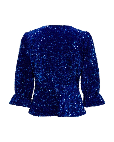 LANIKA SEQUIN TOP BLAUW