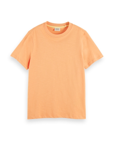 Scotch & Soda T-SHIRT WITH SPLITTED H ORANJE