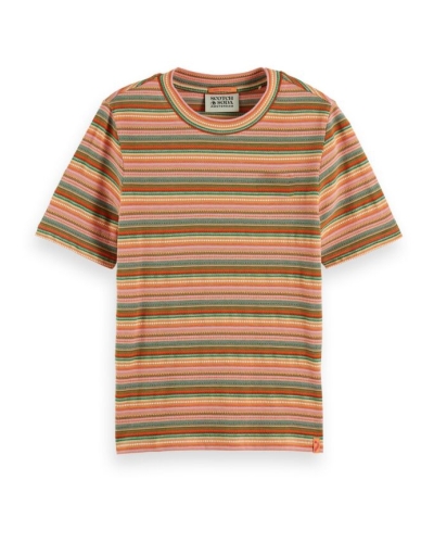 Scotch & Soda SCOTCH & SODA STRIPE TEXTURED SLIM FIT T-SHIRT