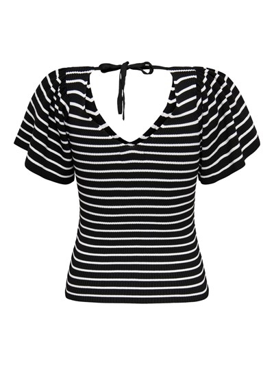 LEELO OPEN RUG TOP GESTREEPT ZWART WIT