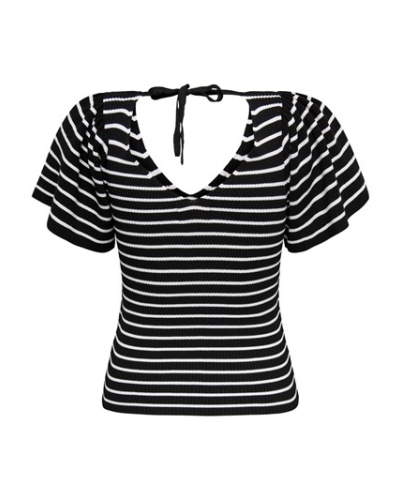 LEELO OPEN RUG TOP GESTREEPT ZWART WIT