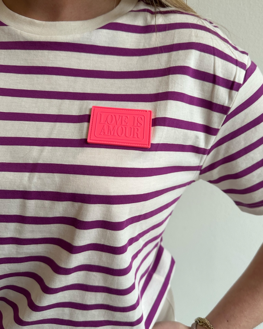 STREEP SHIRT PAARS WIT