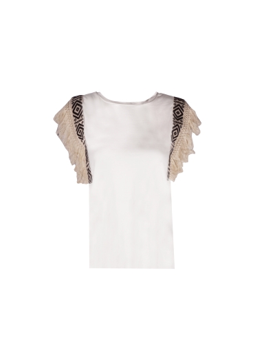 Gossip WIT T-SHIRT MET FRANJES