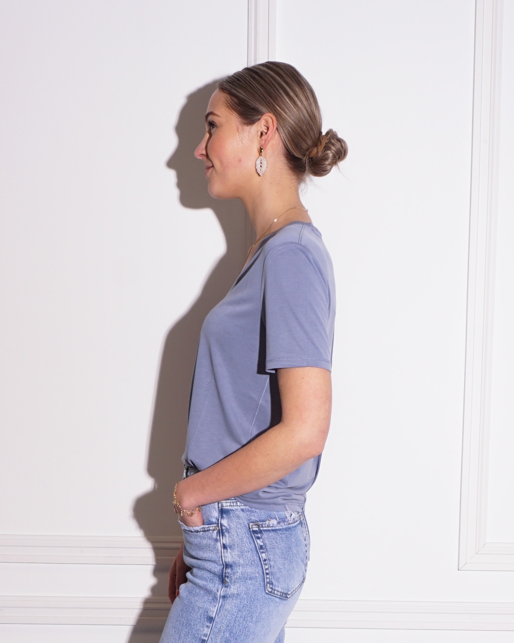 TOP MET RONDE HALS BLAUW