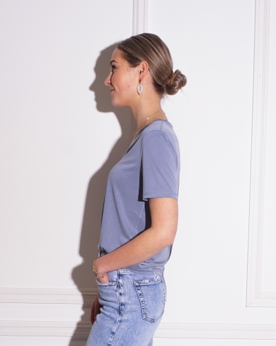 TOP MET RONDE HALS BLAUW