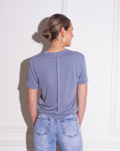 TOP MET RONDE HALS BLAUW