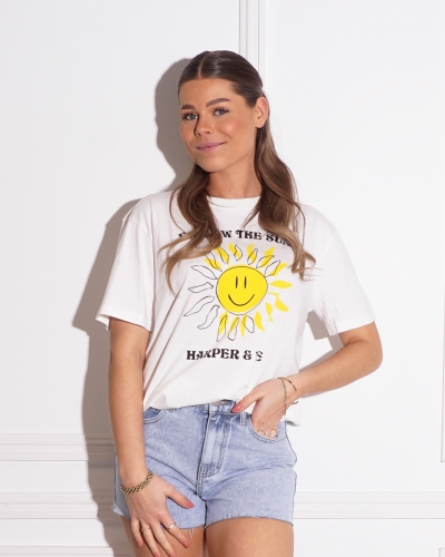 Harper & Yve SHIRT SMILEY ECRU/GEEL 